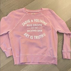 Zadig & Voltaire pink crew neck sweatshirt.